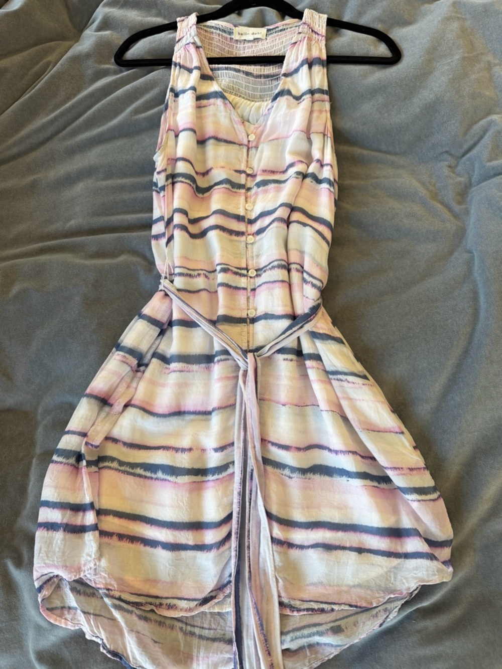 Bella Dahl Pastel Stripe Sleeveless Dress in Pink, Blue, Cream